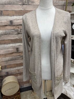 Day Trip Heathered Oatmeal Ribbed Duster Cardigan XS
